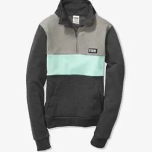 Victoria's Secret Pink Colorblock Sweatshirt Quarter Zip Pullover XS